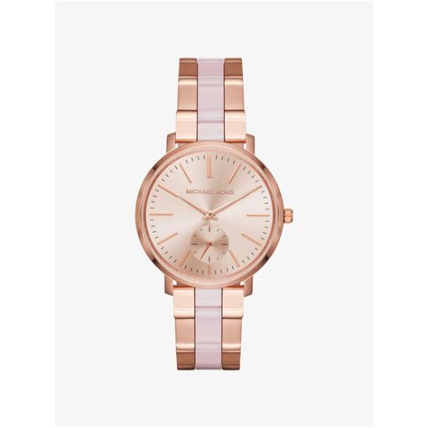 michael kors jaryn rose gold tone and acetate watch